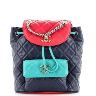 Chanel Tricolor CC Front Pocket Backpack Quilted Goatskin