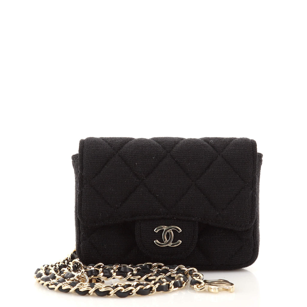 Chanel Classic Flap Chain Belt Bag Quilted Jersey Mini Black 13654916