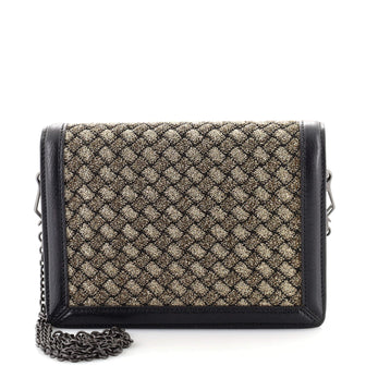 Bottega Veneta Flap Wallet on Chain Intrecciato Knitted Lurex with Leather Small