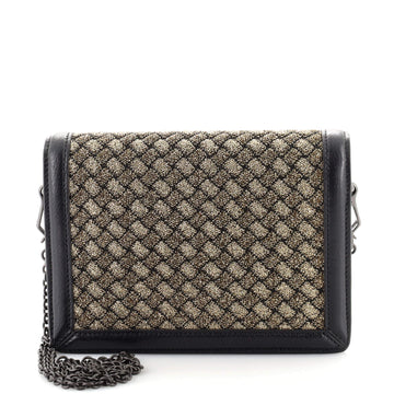 Bottega Veneta Flap Wallet on Chain Intrecciato Knitted Lurex with Leather Small