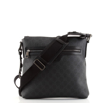 Gucci Front Zip Flat Messenger Bag GG Coated Canvas Medium