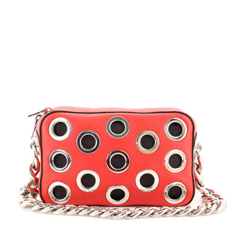 Prada Grommet Chain Shoulder Bag Vitello Daino Small