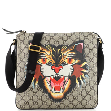 Gucci Flat Messenger Bag Printed GG Coated Canvas Medium