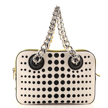 Prada City Fori Chain Shoulder Bag Perforated Calfskin Small