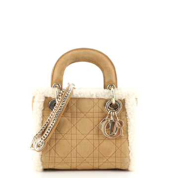 Christian Dior Lady Dior Chain Bag Cannage Quilt Shearling Mini