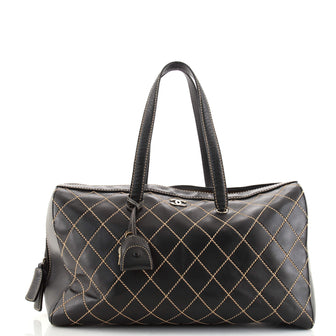 Chanel Surpique Boston Bag Quilted Leather XL