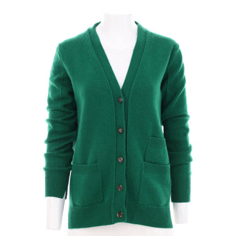 Celine Women's 3 Pocket Button Up Cardigan Cashmere