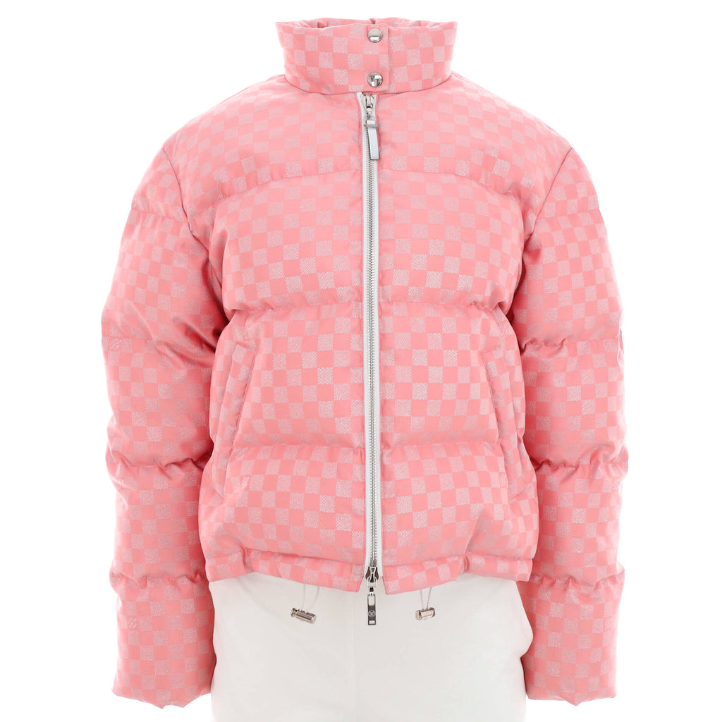 Louis Vuitton Women's Women's Short Down Jacket Damier Printed Polyester  Pink 136549330