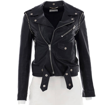 Saint Laurent Women's Biker Jacket Leather with Studded Detail