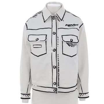 Fendi Women's California Sky Collared Jacket Printed Cotton