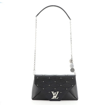 Louis Vuitton Love Note Chain Clutch Studded Perforated Leather