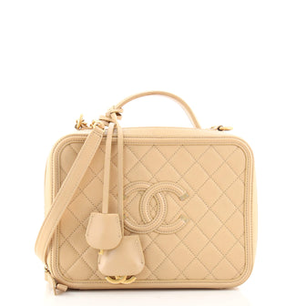 Chanel Filigree Vanity Case Quilted Caviar Large