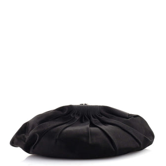 Chanel CC Frame Clutch Pleated Satin