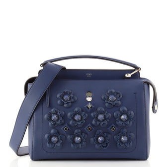 Fendi Flowerland DotCom Convertible Satchel Embellished Leather Medium