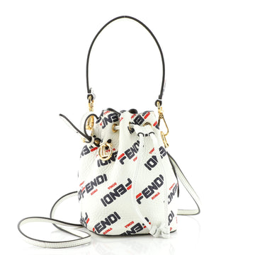 Fendi Mania Logo Mon Tresor Bucket Bag Printed Leather Mini