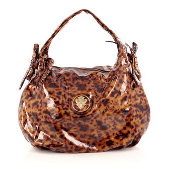 Gucci Hysteria Zip Top Hobo Printed Patent Medium