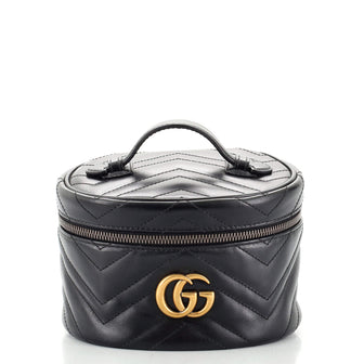 Gucci GG Marmont Top Handle Cosmetic Case Matelasse Leather Mini