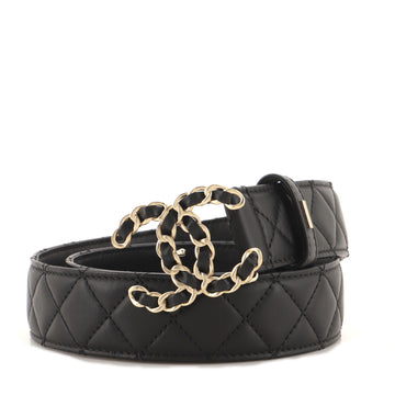 Chanel Woven Chain CC Buckle Belt Quilted Leather Medium