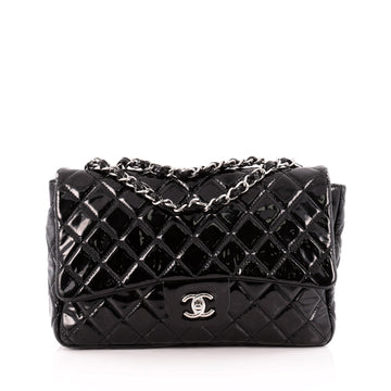 Chanel Classic Single Flap Bag Quilted Crinkled Patent Jumbo