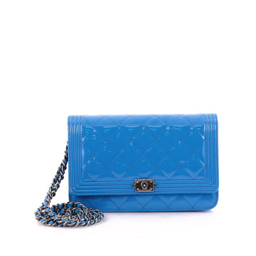 Chanel Boy Wallet on Chain Quilted Patent