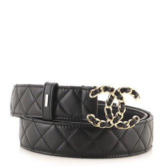 Chanel Woven Chain CC Buckle Belt Quilted Leather Medium