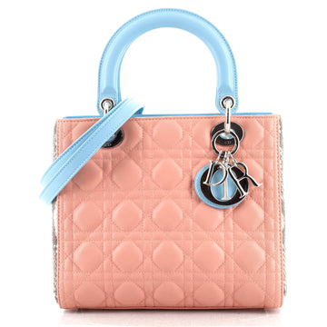 Christian Dior Lady Dior Bag Cannage Quilt Lambskin with Python Medium
