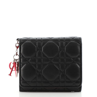 Christian Dior Lady Dior Lotus Wallet Cannage Quilt Lambskin Compact