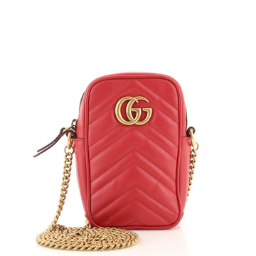 Gucci GG Marmont Vertical Phone Crossbody Bag Matelasse Leather Mini