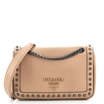 Prada Chain Flap Bag Studded Glace Calf Small