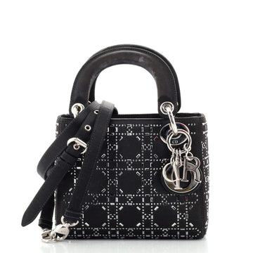 Christian Dior Lady Dior Bag Crystal Embellished Cannage Quilt Satin Mini