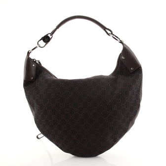 Gucci Ring Handle Half Moon Hobo (Outlet) GG Denim Large