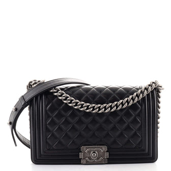 Chanel Boy Flap Bag Quilted Lambskin Old Medium