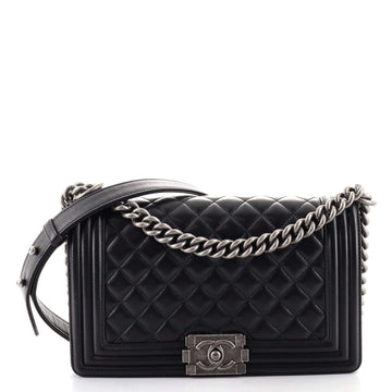 Chanel Boy Flap Bag Quilted Lambskin Old Medium