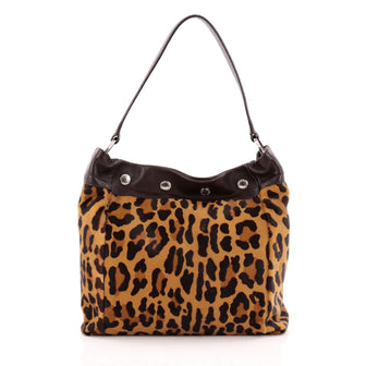 Prada Hobo Cavallino Calf Hair with Studded Leather Medium