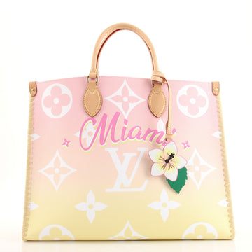Louis Vuitton OnTheGo Tote Limited Edition Cities By The Pool Monogram Giant with Raffia GM