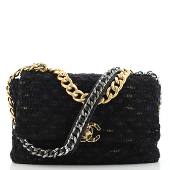 Chanel 19 Flap Bag Quilted Tweed and Ribbon Large