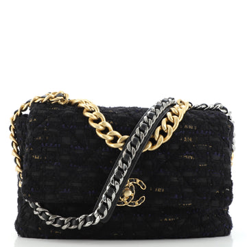 Chanel 19 Flap Bag Quilted Tweed and Ribbon Large