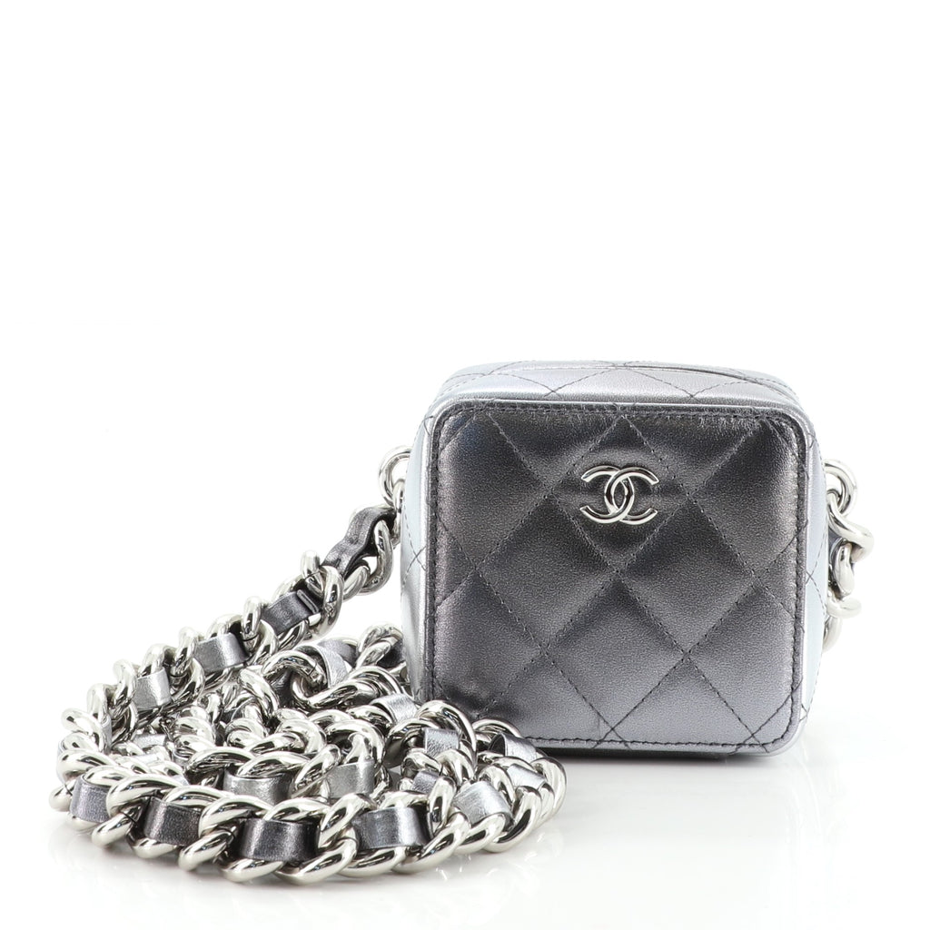 Chanel Like A Wallet Clutch With Chain Quilted Gradient Metallic Lambskin  Small Silver 1368741