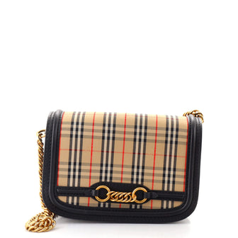 Burberry Link Flap Bag 1983 Knight Check Canvas Small