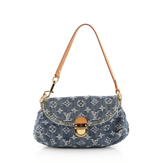Louis Vuitton Pleaty Handbag Denim Mini