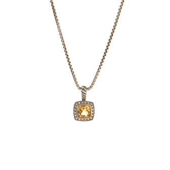 David Yurman Petite Albion Pendant Necklace Sterling Silver with Citrine and Diamonds