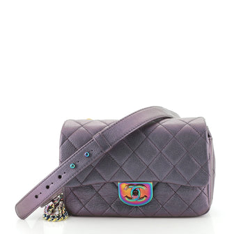 Chanel Double Carry Chain Waist Bag Quilted Iridescent Goatskin Small