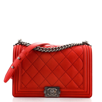 Chanel Double Stitch Boy Flap Bag Quilted Calfskin New Medium
