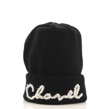 Chanel Logo Beanie Cashmere with Pearls
