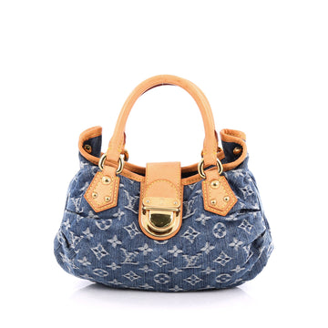 Louis Vuitton Pleaty Handbag Denim Small Blue