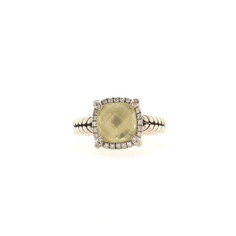 David Yurman Chatelaine Ring Sterling Silver with Citrine and Pave Diamonds 9mm