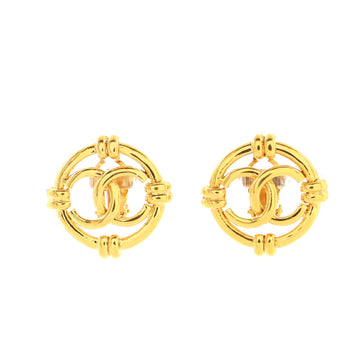 Chanel Vintage CC Round Cutout Clip-On Earrings Metal