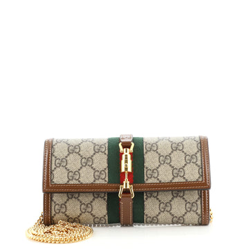 Gucci Jackie 1961 Continental Chain Wallet GG Coated Canvas