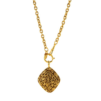 Chanel Vintage CC Diamond Pendant Necklace Metal