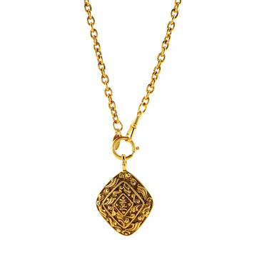 Chanel Vintage CC Diamond Pendant Necklace Metal